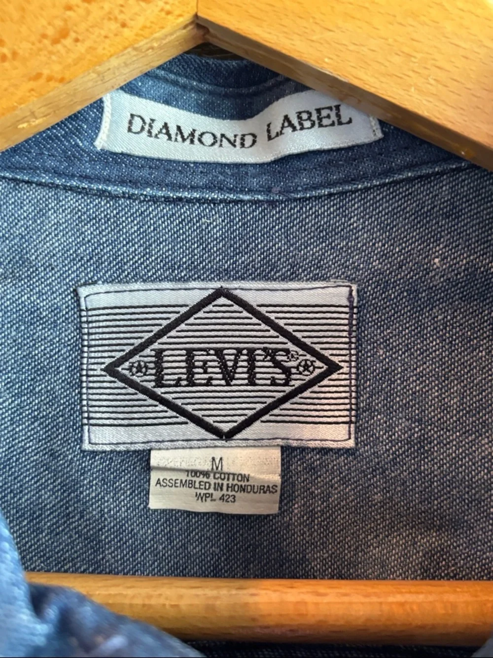 Levi's Diamond Label Blue Button Down Western Pocket Shirt Medium - Picture 2 of 7